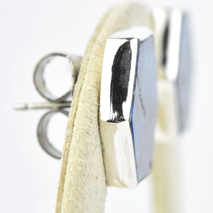 Lapis Hexagonal Stud Earrings