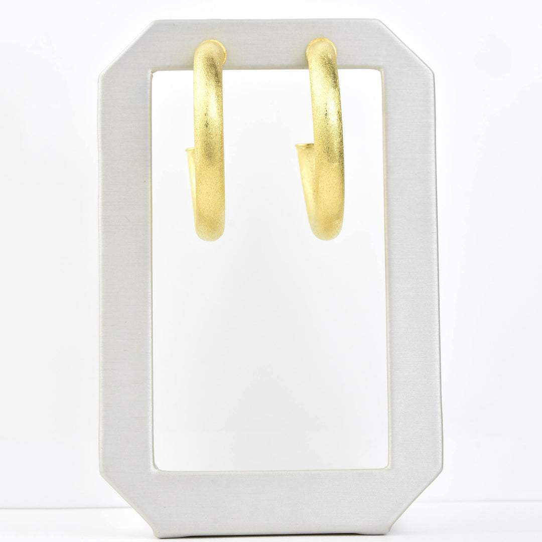 Large Round Textured Gold Tone Hoops - Goldmakers Fine Jewelry