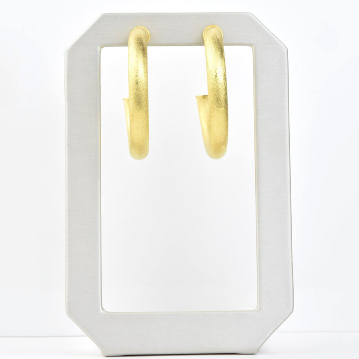Large Round Textured Gold Tone Hoops - Goldmakers Fine Jewelry