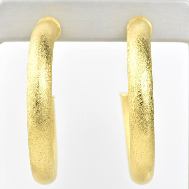 Large Round Textured Gold Tone Hoops - Goldmakers Fine Jewelry