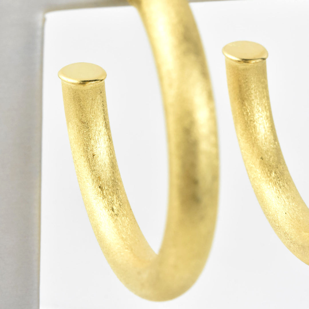 Large Round Textured Gold Tone Hoops - Goldmakers Fine Jewelry