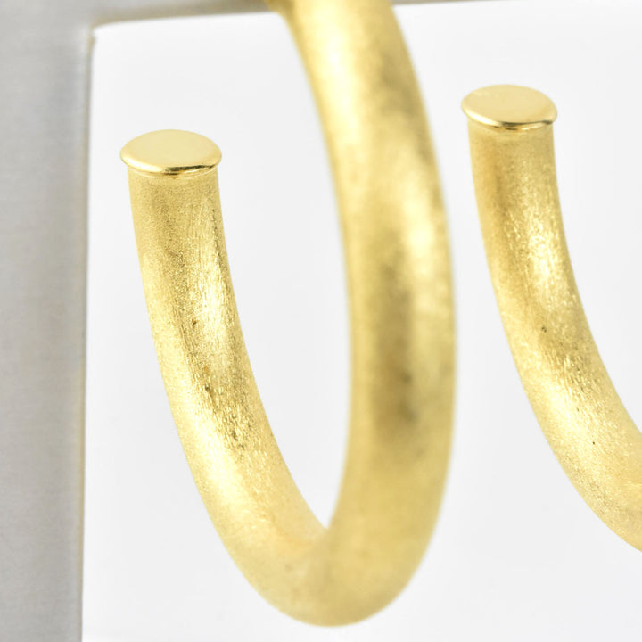 Large Round Textured Gold Tone Hoops - Goldmakers Fine Jewelry