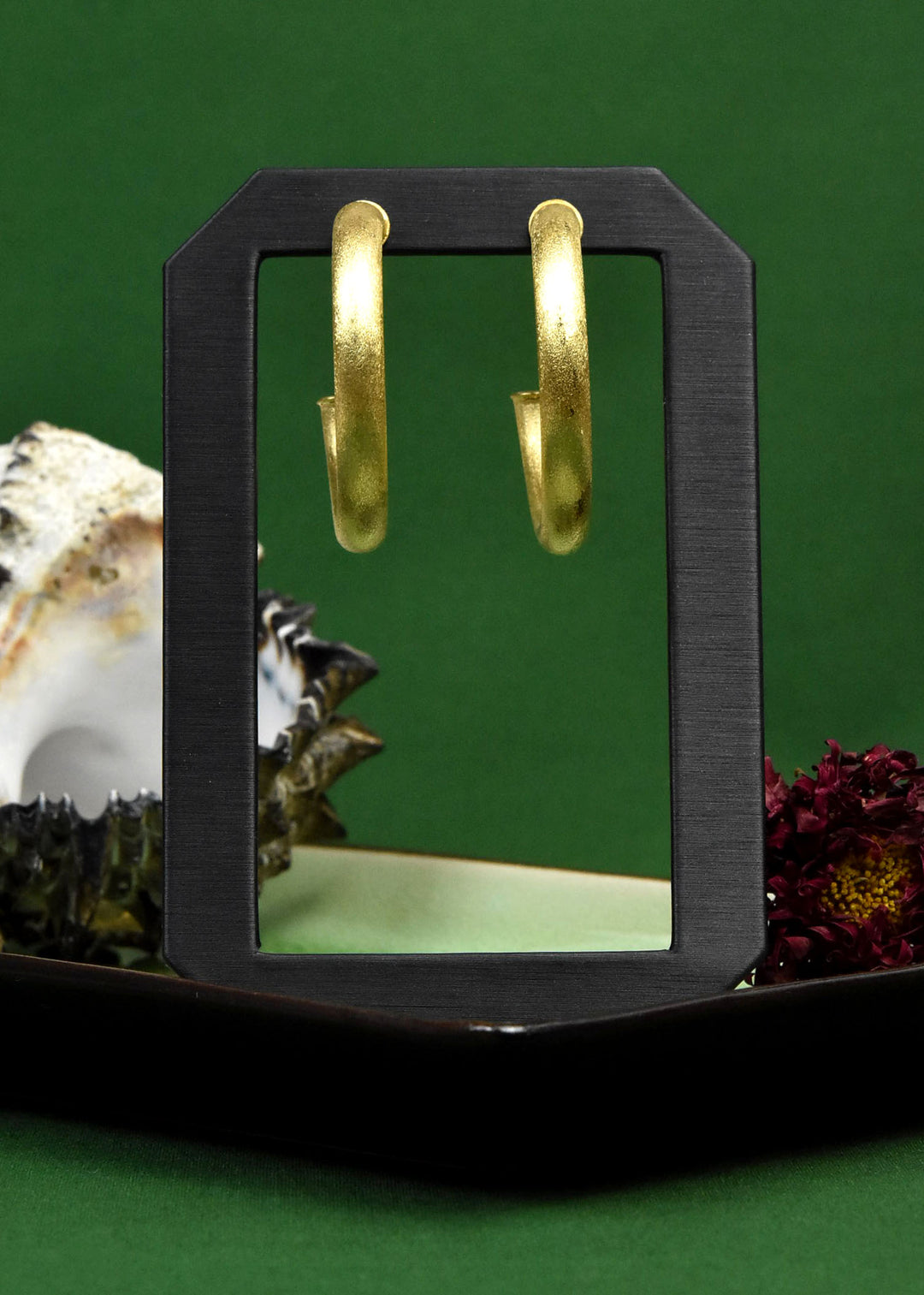 Large Round Textured Gold Tone Hoops - Goldmakers Fine Jewelry
