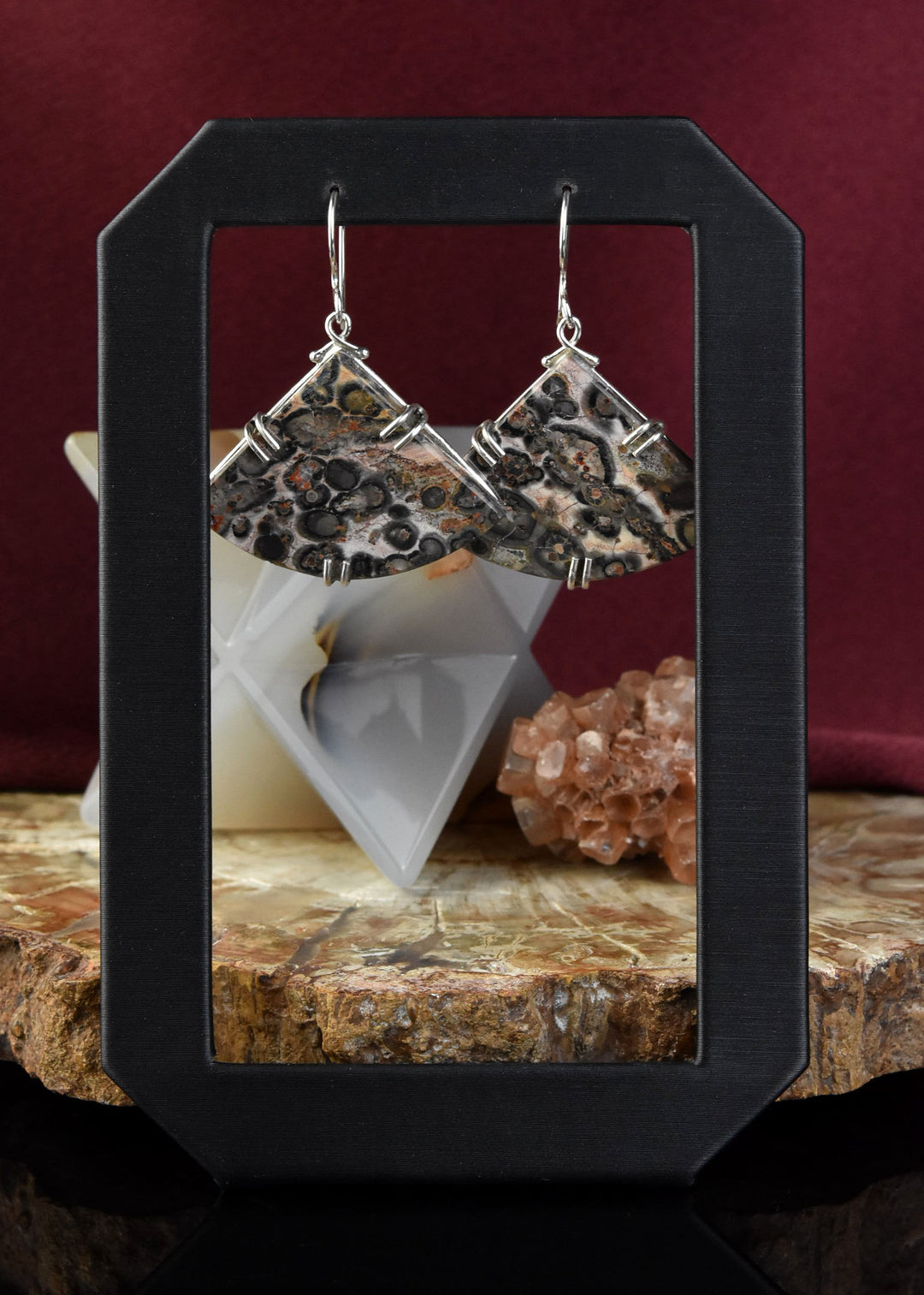 Trinity Earrings in Leopard Jasper