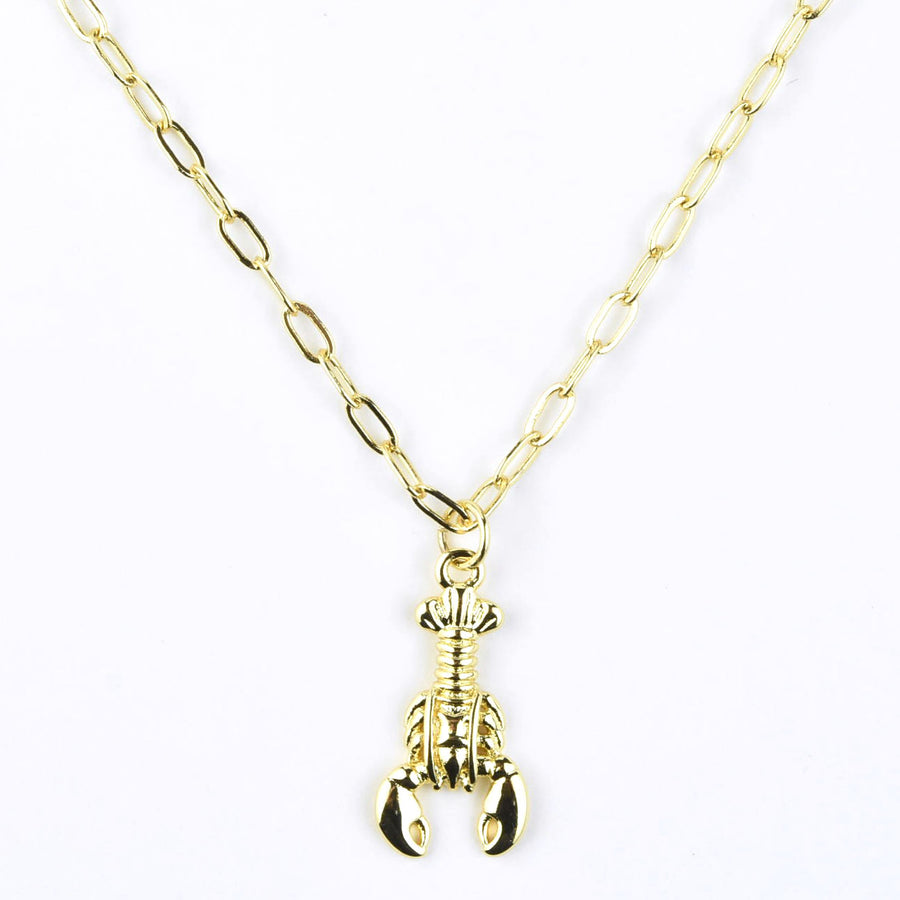 Lobster Necklace on Paperclip Chain - Goldmakers Fine Jewelry