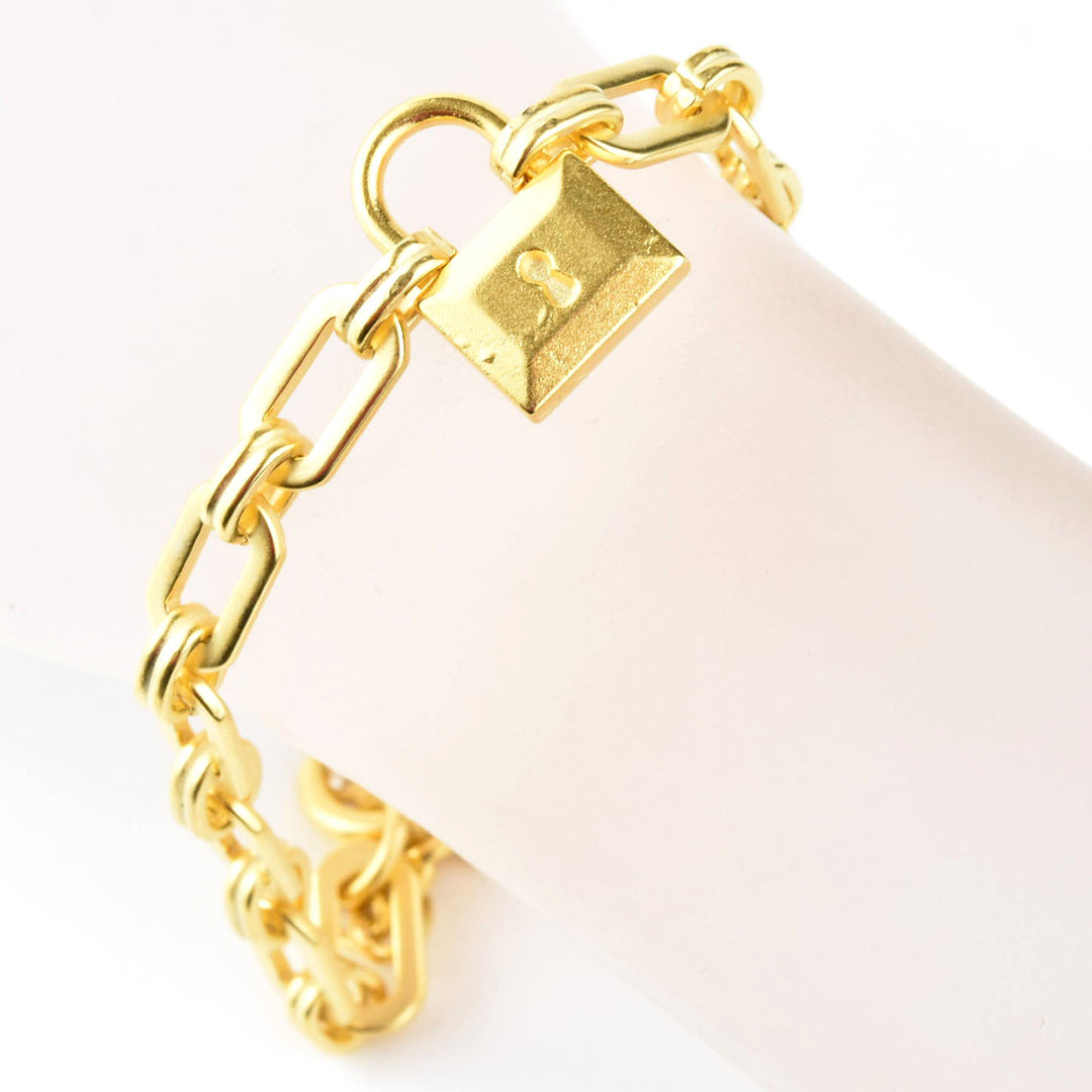 Gold Plated Padlock Bracelet - Goldmakers Fine Jewelry