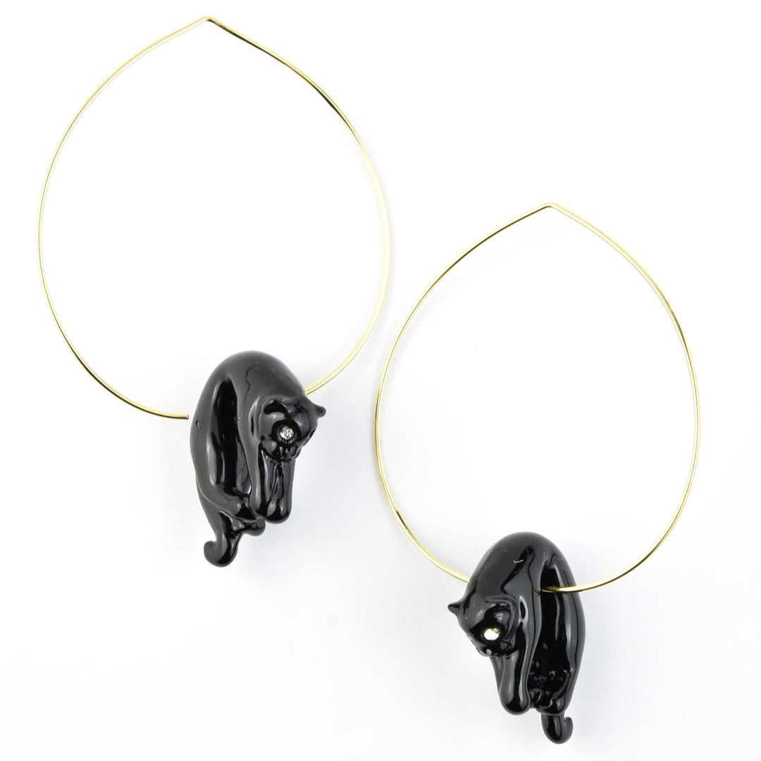 Lounging Black Panther Hoops - Goldmakers Fine Jewelry