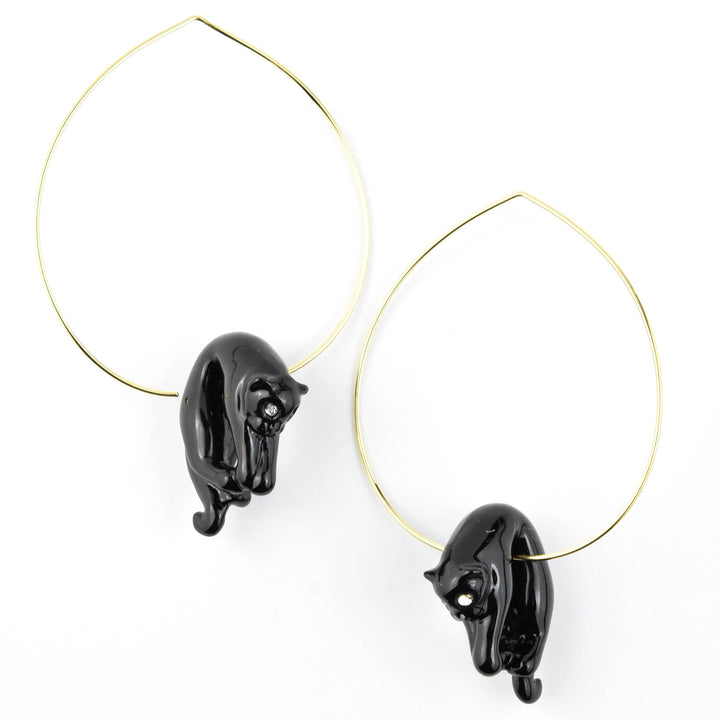 Lounging Black Panther Hoops - Goldmakers Fine Jewelry