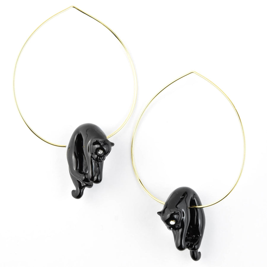 Lounging Black Panther Hoops - Goldmakers Fine Jewelry