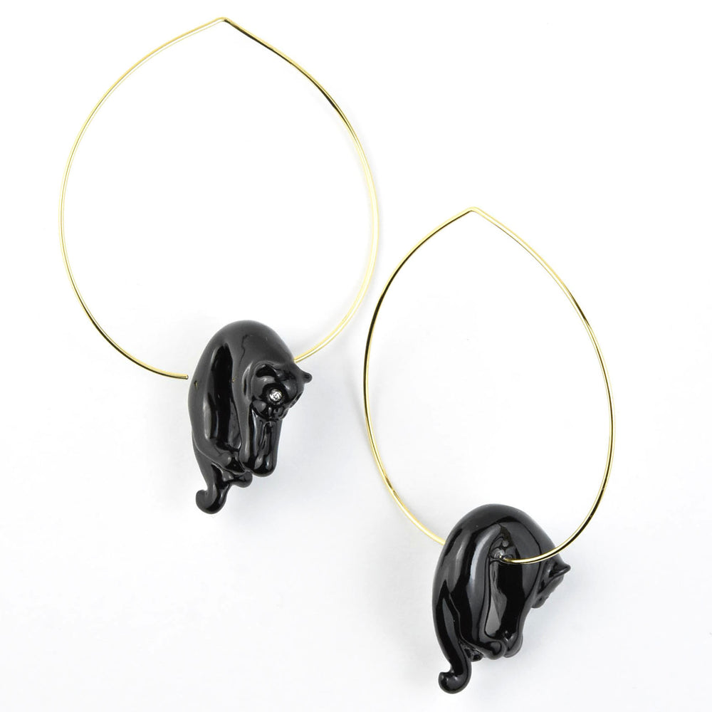 Lounging Black Panther Hoops - Goldmakers Fine Jewelry