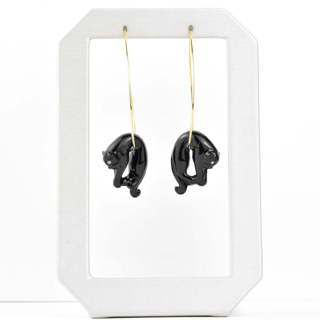 Lounging Black Panther Hoops - Goldmakers Fine Jewelry