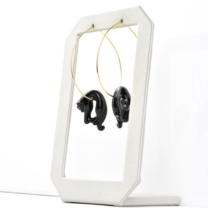 Lounging Black Panther Hoops - Goldmakers Fine Jewelry
