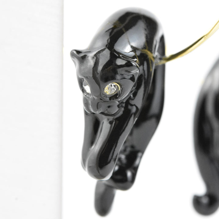 Lounging Black Panther Hoops - Goldmakers Fine Jewelry