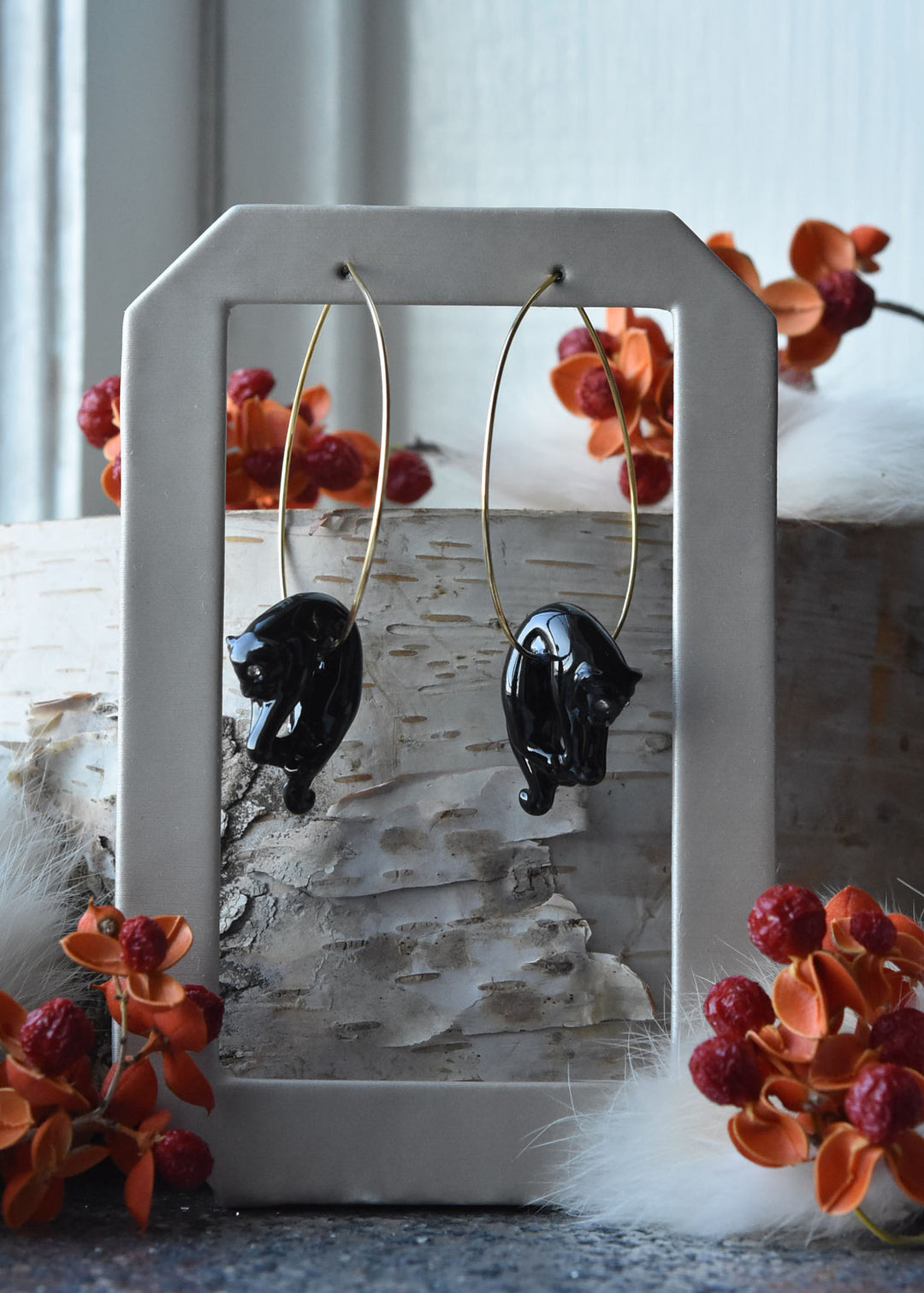Lounging Black Panther Hoops - Goldmakers Fine Jewelry