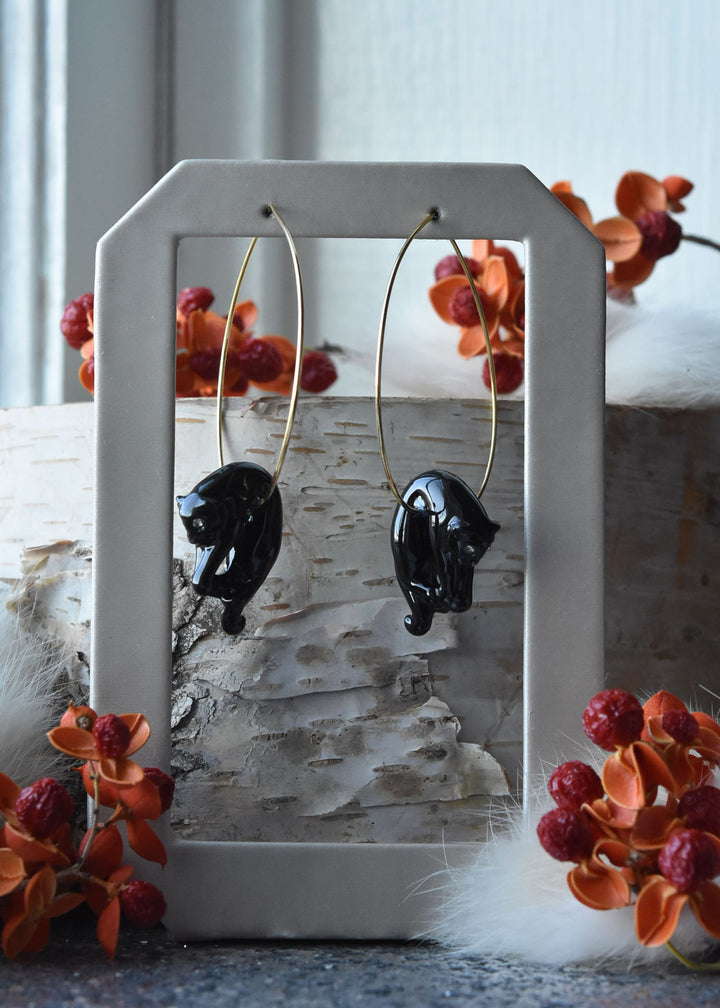 Lounging Black Panther Hoops - Goldmakers Fine Jewelry