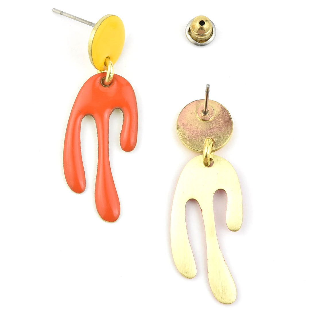 Madonna XS Papaya/Yolk Enamel Earrings - Goldmakers Fine Jewelry