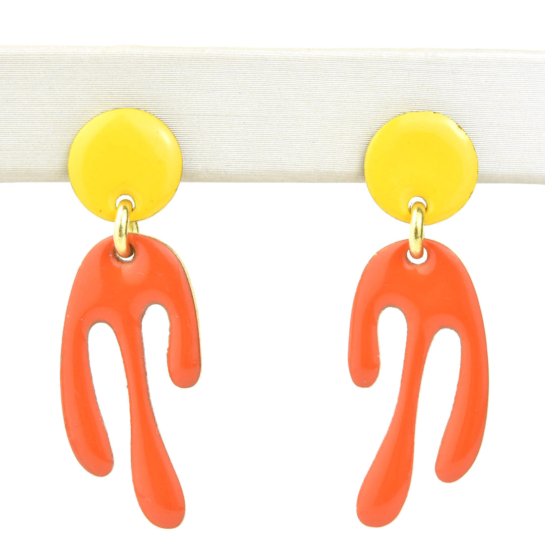 Madonna XS Papaya/Yolk Enamel Earrings - Goldmakers Fine Jewelry