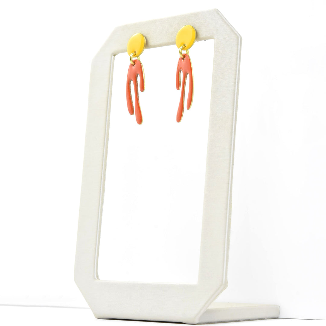 Madonna XS Papaya/Yolk Enamel Earrings - Goldmakers Fine Jewelry