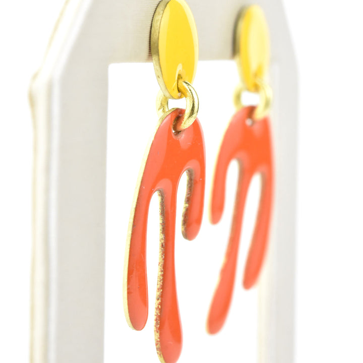 Madonna XS Papaya/Yolk Enamel Earrings - Goldmakers Fine Jewelry