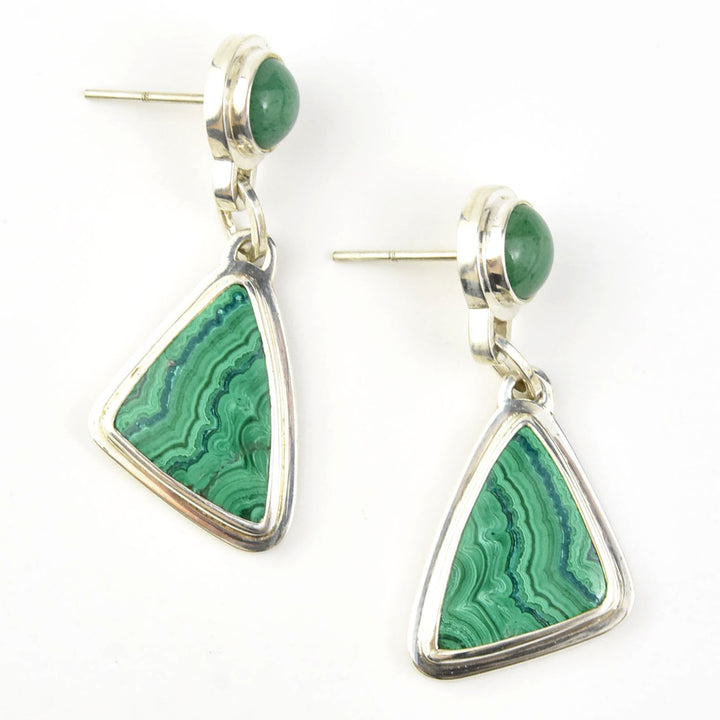 Malachite and Adventurine Earrings in Silver - Goldmakers Fine Jewelry