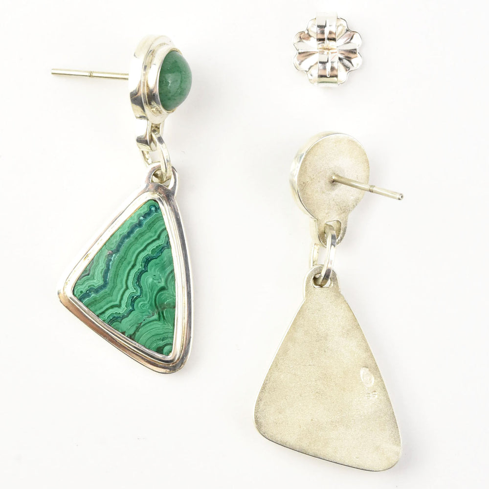 Malachite and Adventurine Earrings in Silver - Goldmakers Fine Jewelry