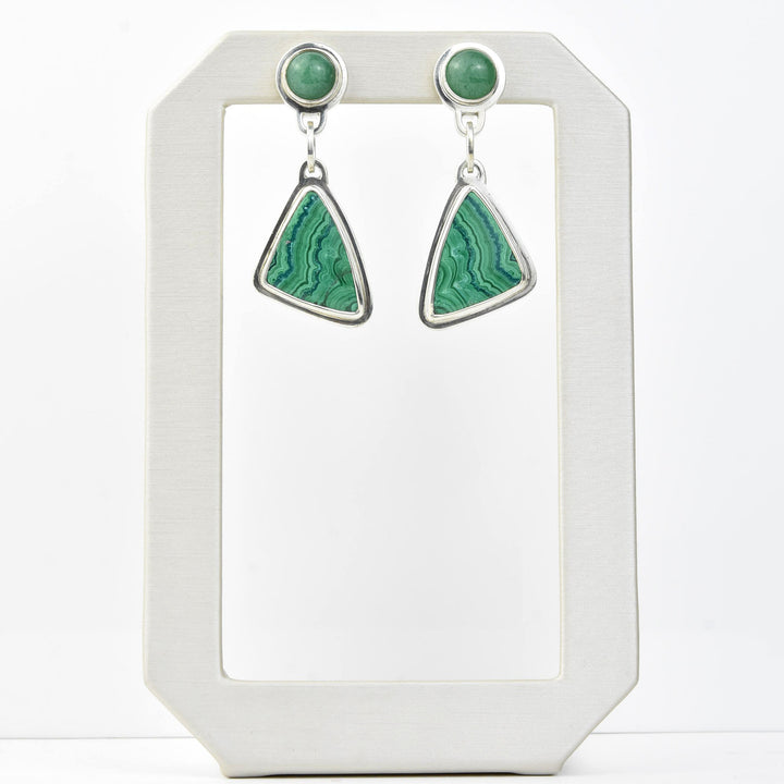 Malachite and Adventurine Earrings in Silver - Goldmakers Fine Jewelry