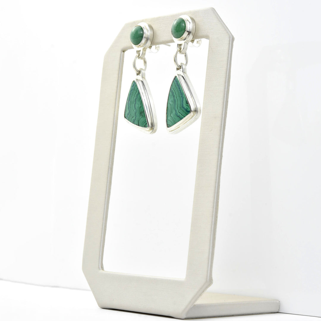 Malachite and Adventurine Earrings in Silver - Goldmakers Fine Jewelry