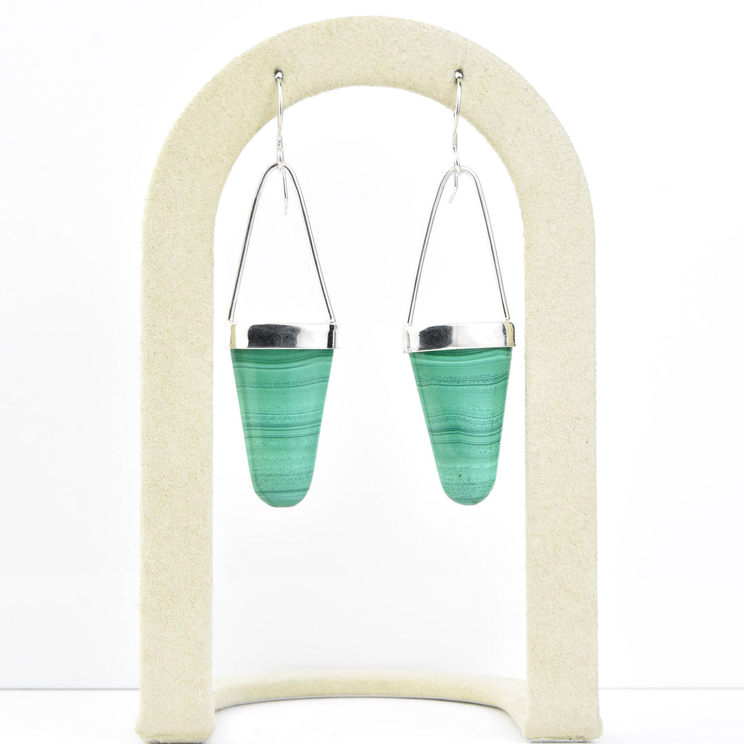 Malachite Earrings in Silver