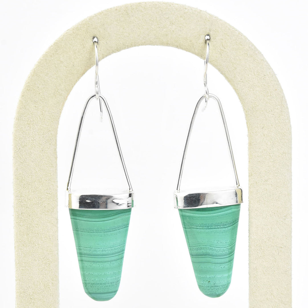 Malachite Earrings in Silver