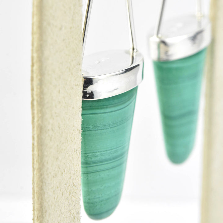Malachite Earrings in Silver