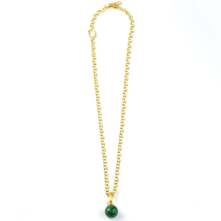 Manhattan Gemstone Pendant, Green Onyx - Goldmakers Fine Jewelry