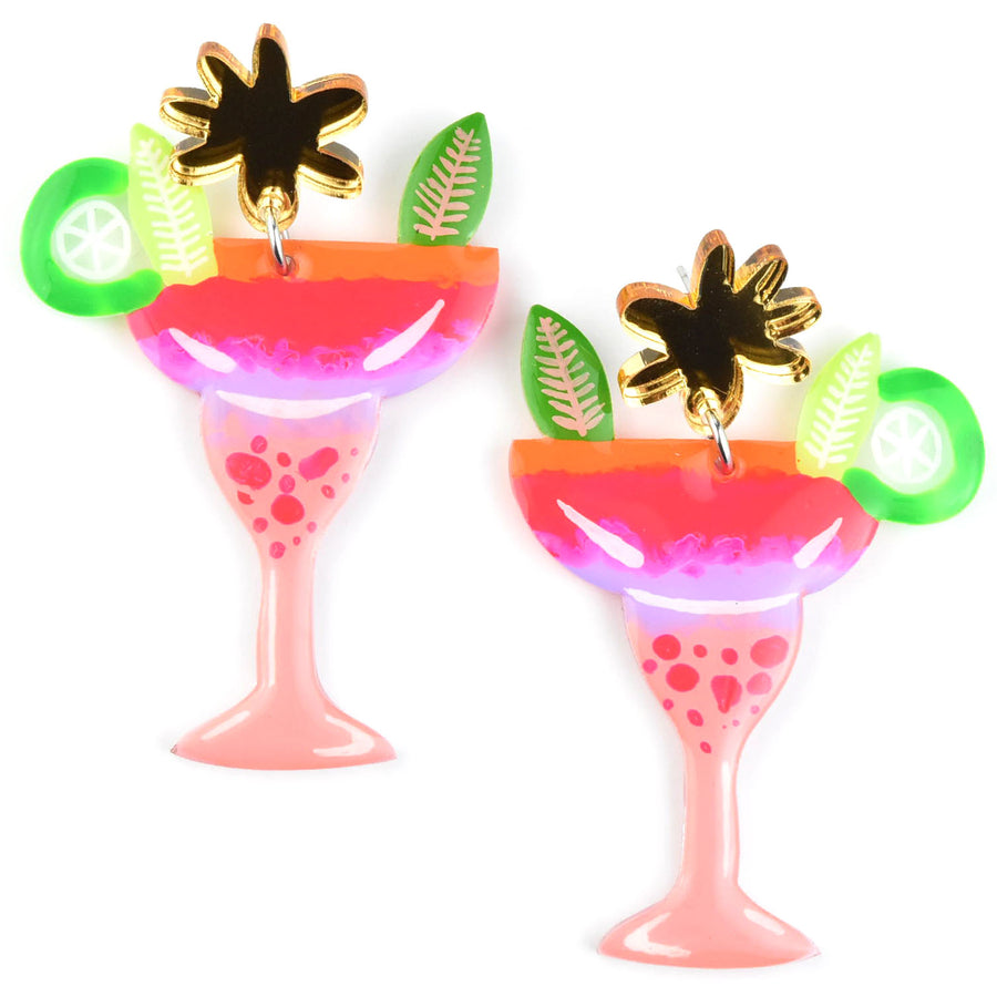 Neon Pink Margarita Earrings - Goldmakers Fine Jewelry