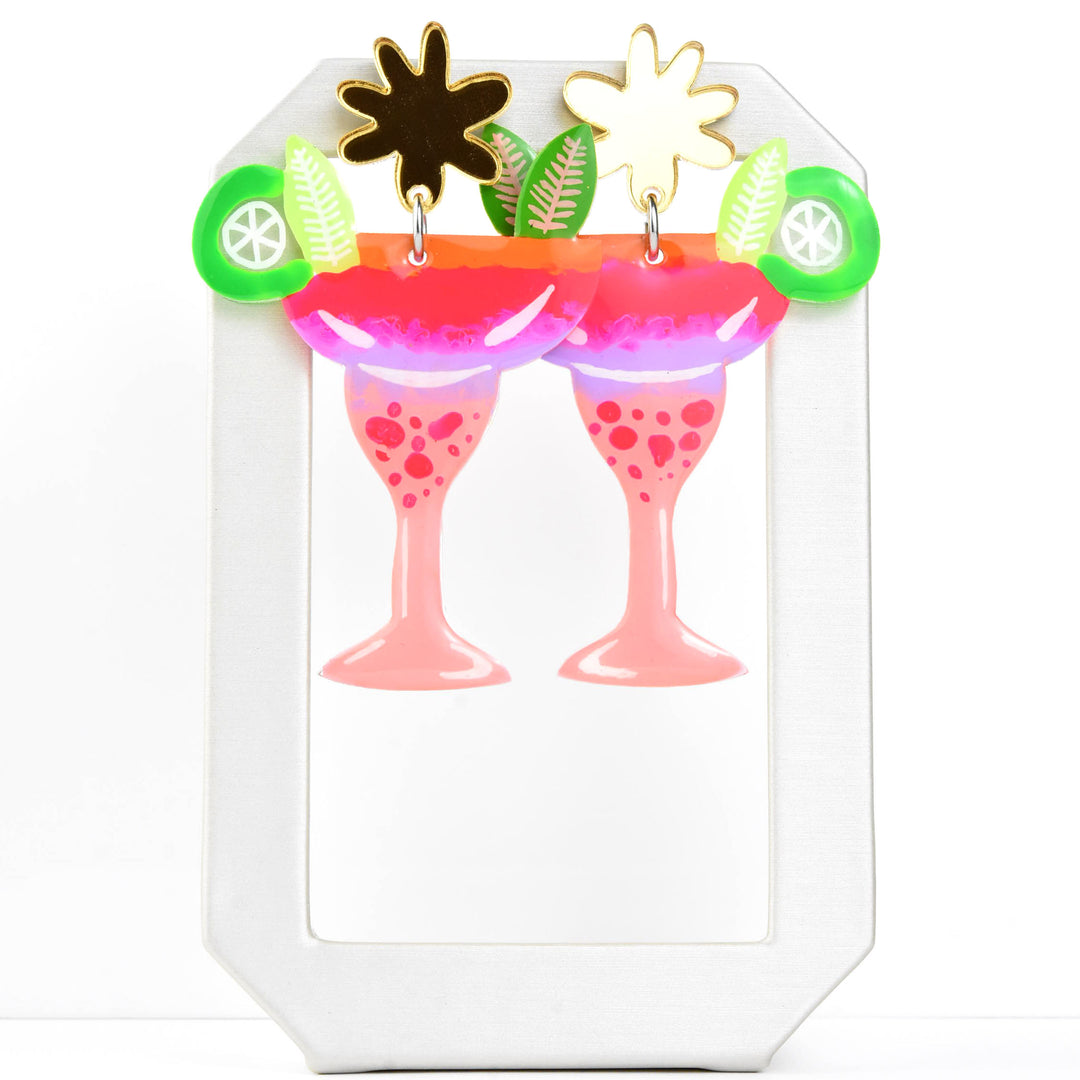 Neon Pink Margarita Earrings - Goldmakers Fine Jewelry