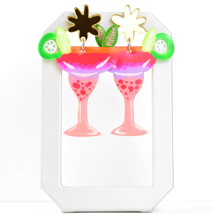 Neon Pink Margarita Earrings - Goldmakers Fine Jewelry