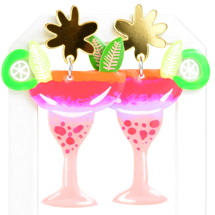 Neon Pink Margarita Earrings - Goldmakers Fine Jewelry
