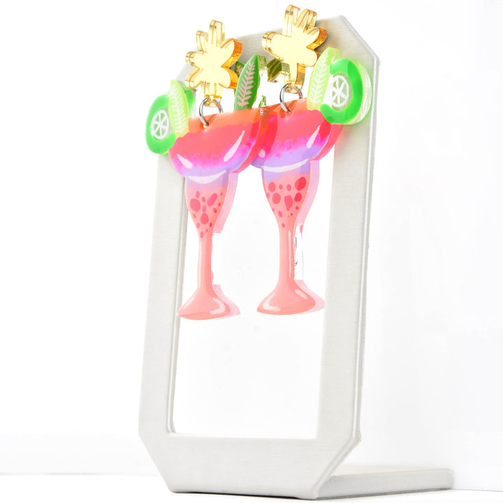 Neon Pink Margarita Earrings - Goldmakers Fine Jewelry