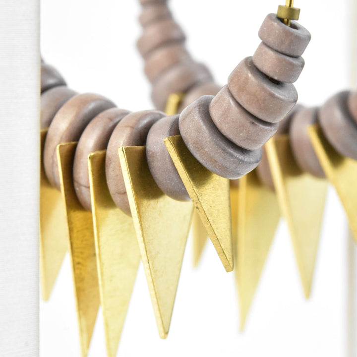 Mauve and Brass Triangle Bead Hoops - Goldmakers Fine Jewelry