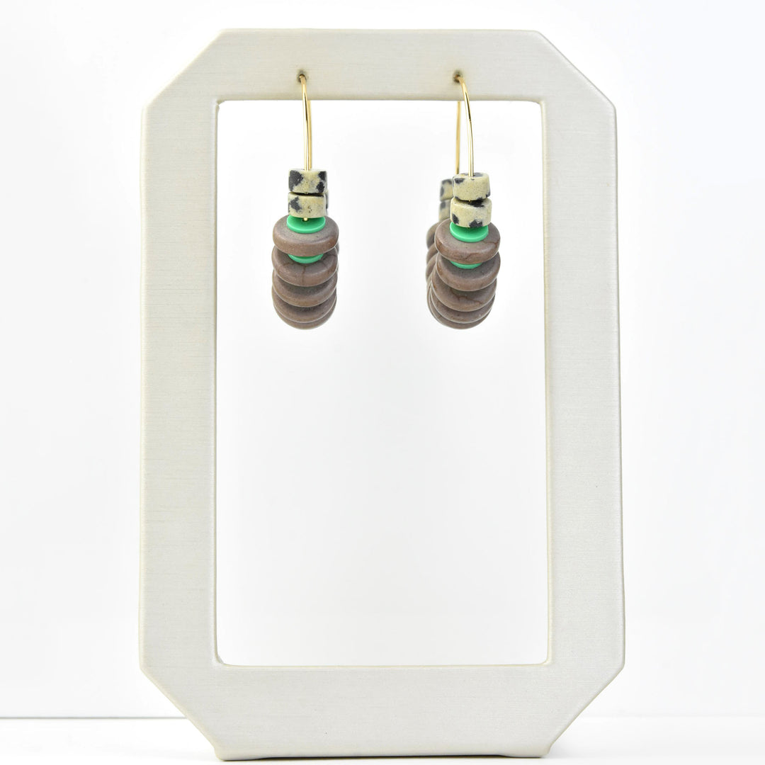 Mauve and Dalmatian Jasper Hoops - Goldmakers Fine Jewelry