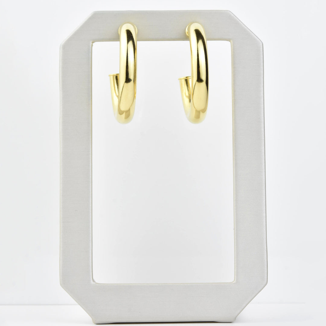 Medium Round Polished Gold Tone Hoops - Goldmakers Fine Jewelry