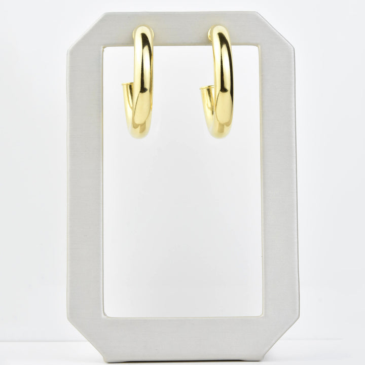 Medium Round Polished Gold Tone Hoops - Goldmakers Fine Jewelry