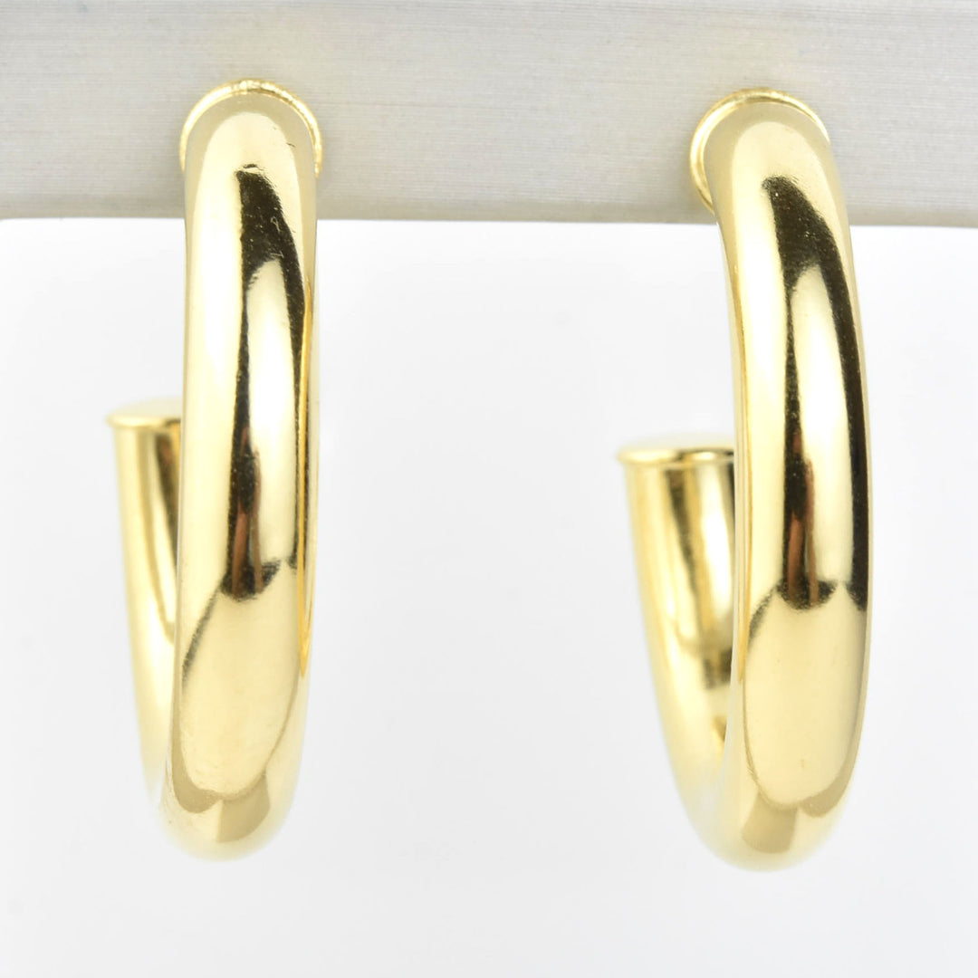 Medium Round Polished Gold Tone Hoops - Goldmakers Fine Jewelry