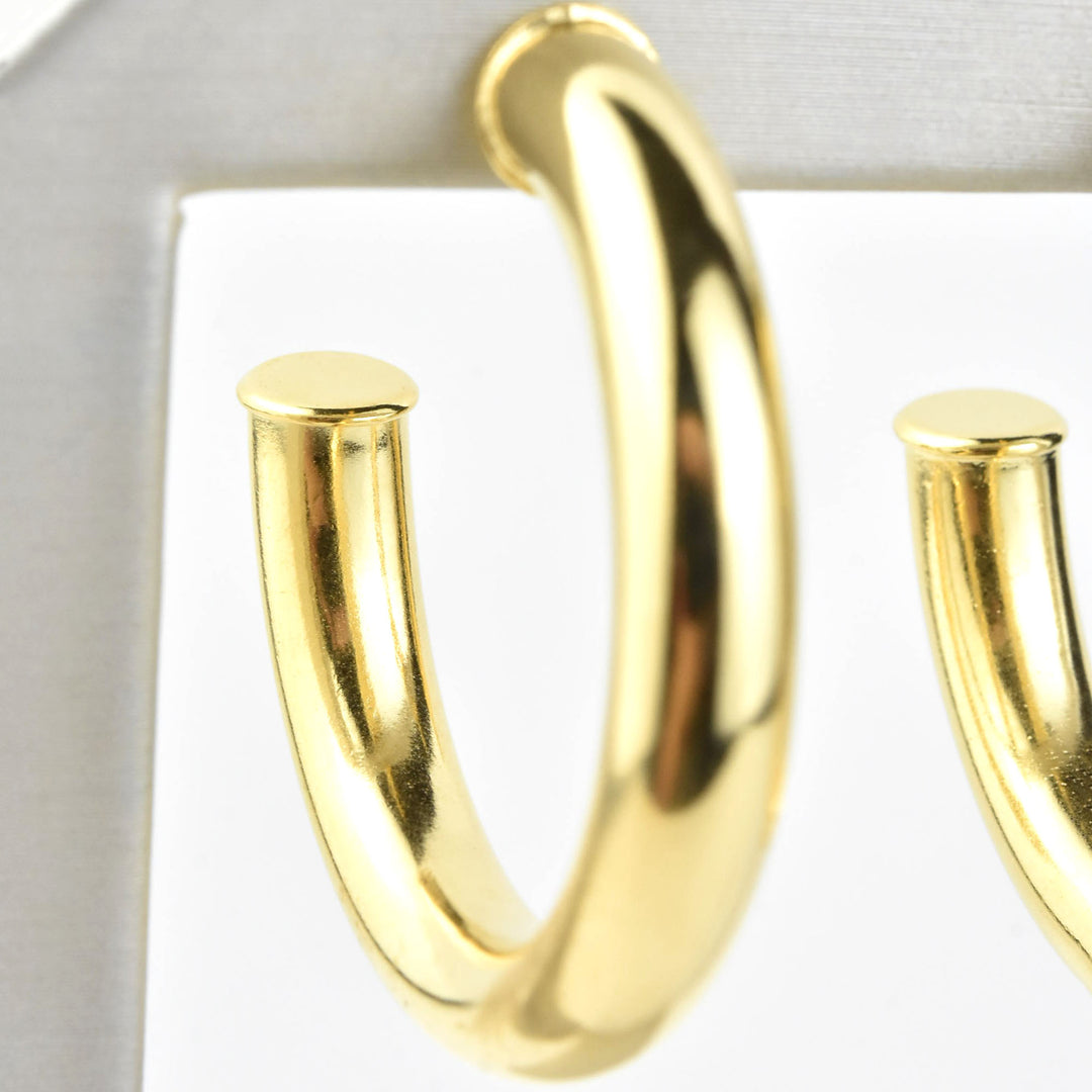 Medium Round Polished Gold Tone Hoops - Goldmakers Fine Jewelry