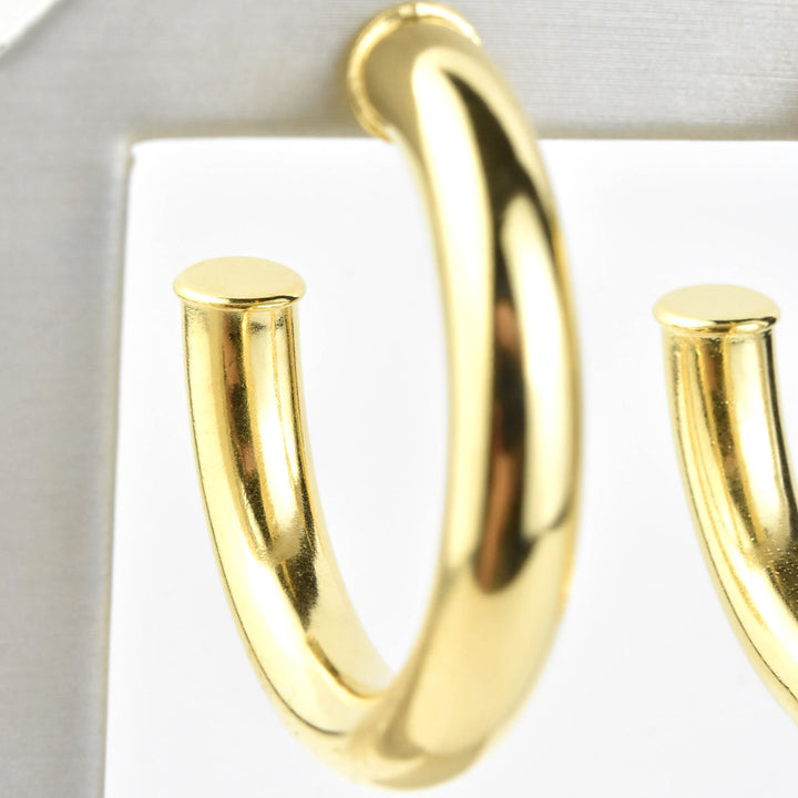 Medium Round Polished Gold Tone Hoops - Goldmakers Fine Jewelry