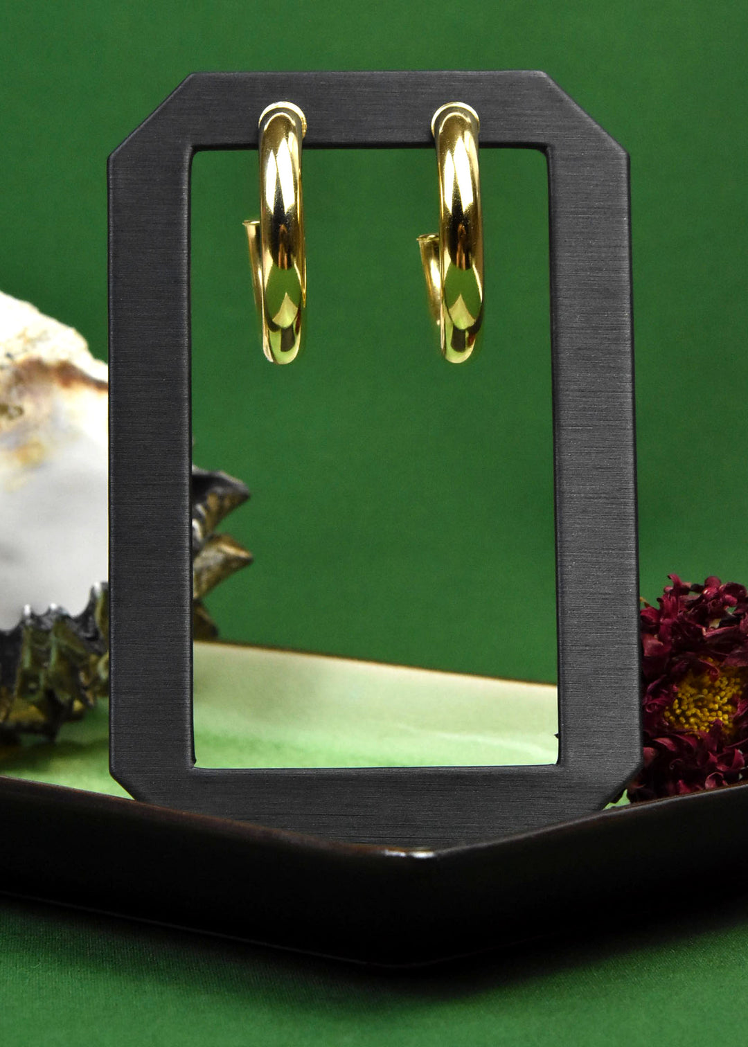 Medium Round Polished Gold Tone Hoops - Goldmakers Fine Jewelry
