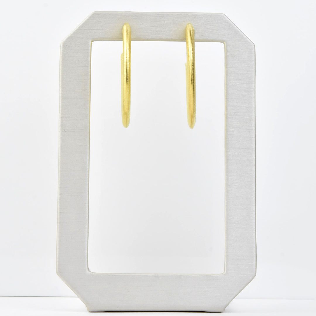 Medium Textured Gold Tone Hoops - Goldmakers Fine Jewelry