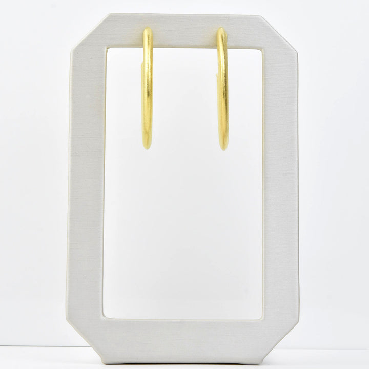 Medium Textured Gold Tone Hoops - Goldmakers Fine Jewelry