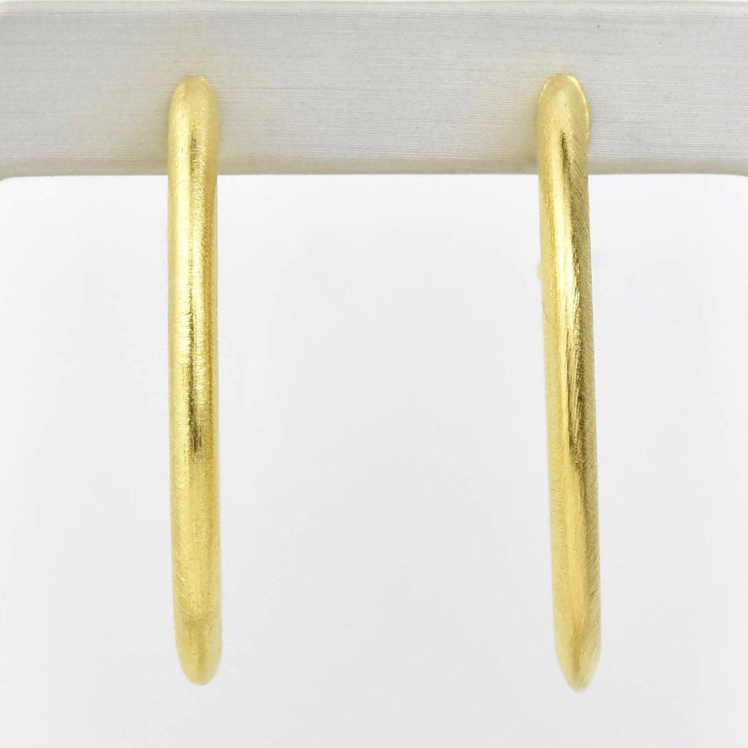 Medium Textured Gold Tone Hoops - Goldmakers Fine Jewelry