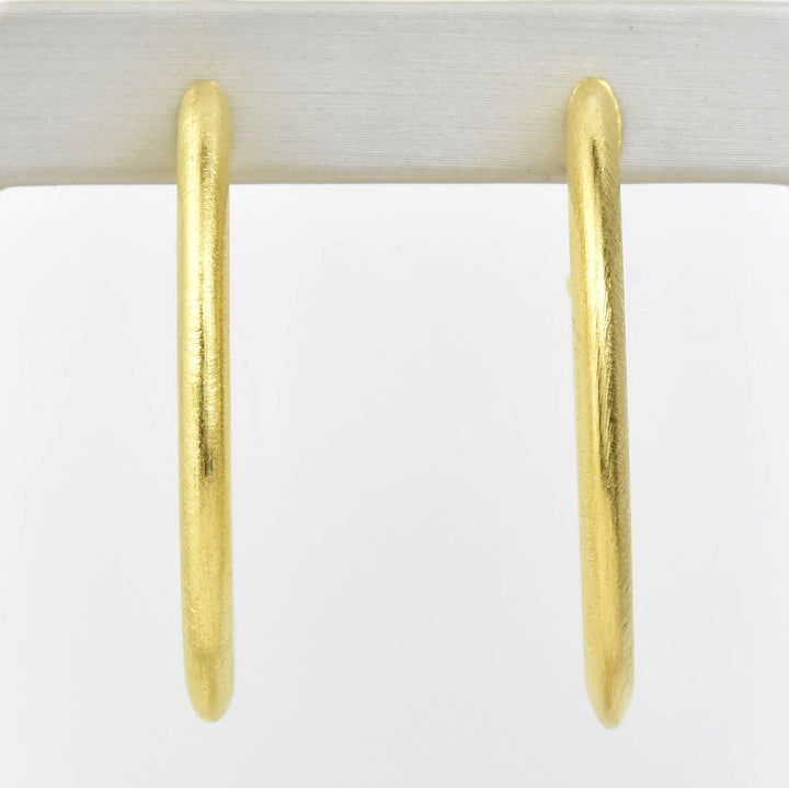 Medium Textured Gold Tone Hoops - Goldmakers Fine Jewelry