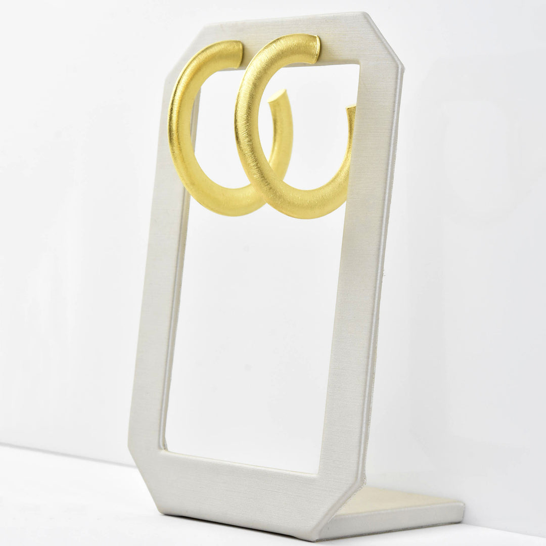 Medium Textured Gold Tone Hoops - Goldmakers Fine Jewelry