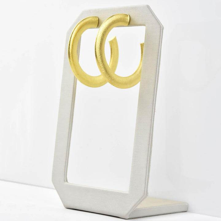 Medium Textured Gold Tone Hoops - Goldmakers Fine Jewelry
